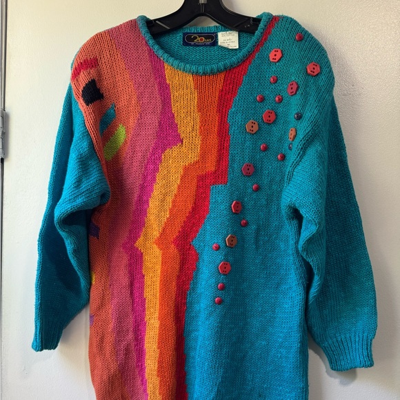 20 Ans Vibrant Multicolor Women's Knit Sweater Sz M - Picture 3 of 8